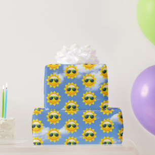 Papier Cadeau Joyeux soleil avec lunettes de soleil enveloppant 