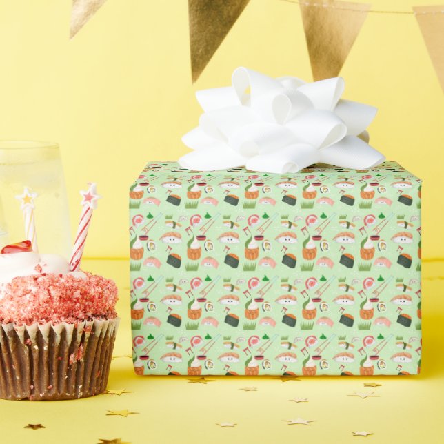 Papier Cadeau Joyeux Sushi Kawaii (Fête d'anniversaire)