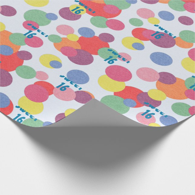 Papier Cadeau Joyeux Sweet 16 Anniversaire papier (Coin)