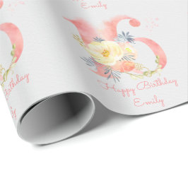 Papier Cadeau Joyeux Sweet 16 Floral 16e anniversaire