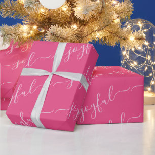 Papier Cadeau Joyeux Texte De Défilement En Noël Rose