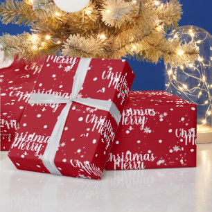 Papier Cadeau Joyeux Texte De Noël Dans Les Flammes De Neige Sur