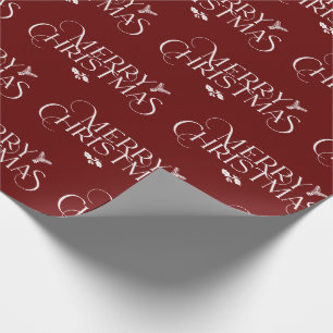 Papier Cadeau Joyeux texte de Noël moderne avec saint, pin