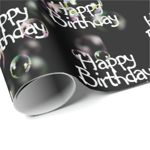 Papier Cadeau Joyeux texte et bulles d'anniversaire