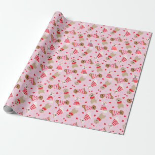 Papier Cadeau Joyeux Valentines Day Golden Retriever Dogs