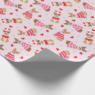 Papier Cadeau Joyeux Valentines Day Pembroke Welsh Corgi Chiens
