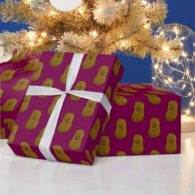 Papier Cadeau Joyeux vin de pomme de terre doux rouge (Vacances)