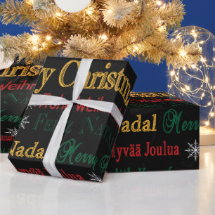 Papier Cadeau Joyeux voeux de Noël dans une langue différente  