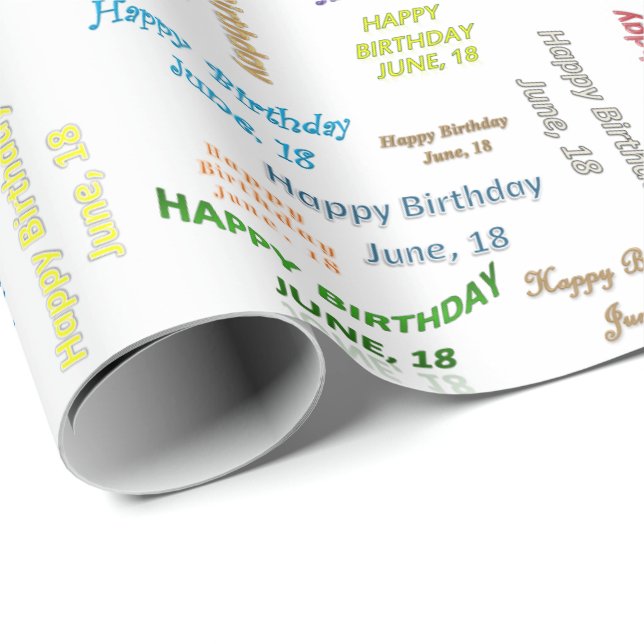 Papier Cadeau Juin, 18 Anniversaire Cadeau Papier (Coin rond)
