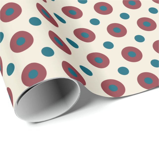 Papier Cadeau Jumbo Pois bleus rouges personnalisés sur cadeau b (Coin rond)