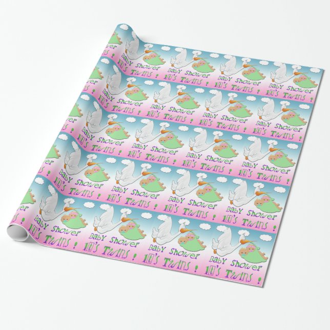 Papier Cadeau Jumeaux 2 de garçon et de fille - enveloppe de (Déroulé)