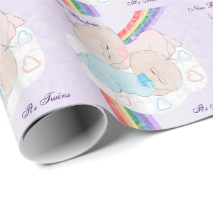 Papier Cadeau Jumeaux de bébé d'arc-en-ciel customisés