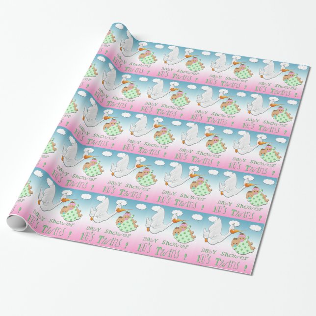 Papier Cadeau Jumeaux de garçon et de fille - enveloppe de (Déroulé)