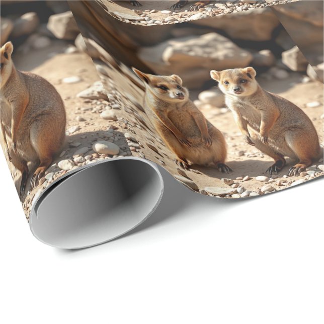 Papier Cadeau Jumeaux Quokka australiens (Coin rond)