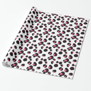 Papier Cadeau jungle empreinte de léopard branchée et rose glam