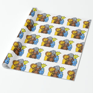 Papier Cadeau Jungle ou Zoo Animaux Enveloppement Cadeau