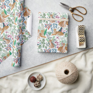 Papier Cadeau Jungle Safari Faune Nature Wild Cats Tigers