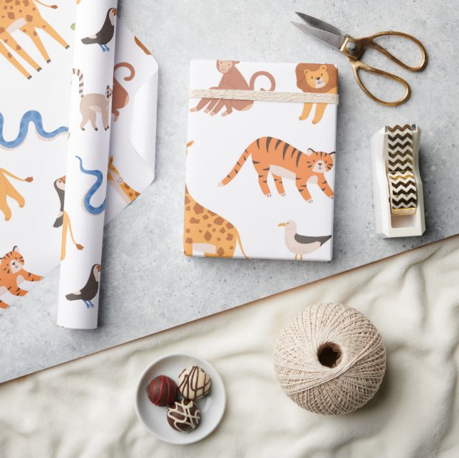 Papier Cadeau Jungle Safari tropical Animaux sauvages (Artisanat)