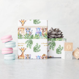 Papier Cadeau Jungle tropicale Bébés animaux