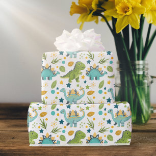Papier Cadeau Jurassique coloré T Rex Dinosaur
