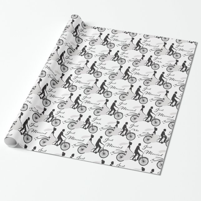 Papier Cadeau Juste marié marié et vélo de chambre (Déroulé)