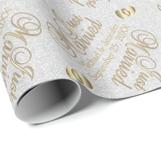Papier Cadeau Juste marié - Personnalisé (Coin rond)