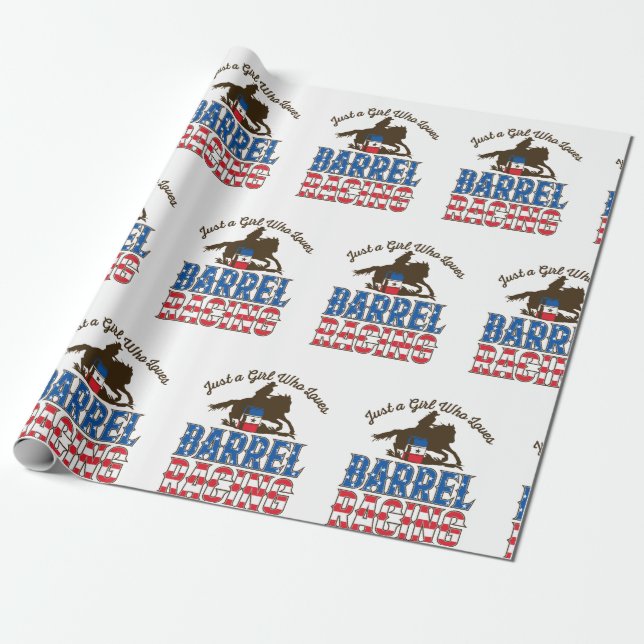 Papier Cadeau Juste une fille qui aime la course en baril (Déroulé)