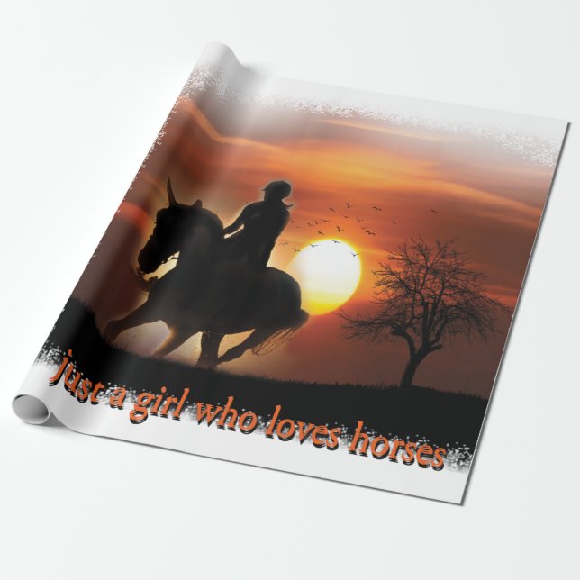 Papier Cadeau juste une fille qui aime les chevaux (Déroulé)