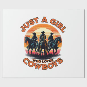 Papier Cadeau Juste une fille qui aime les cowboys