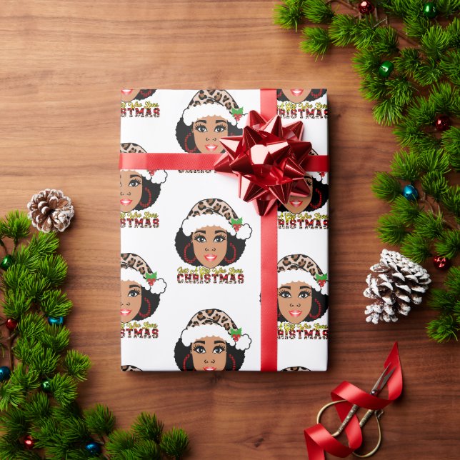 Papier Cadeau Juste une fille qui aime Noël Afro  (Cadeau de vacances)