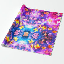 Papier cadeau Kaleidoscope à motifs floraux -