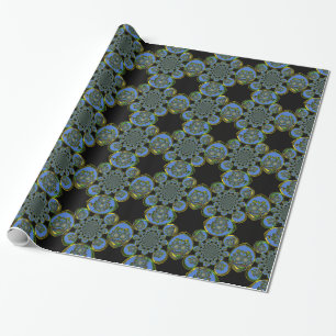 Papier Cadeau Kaleidoscope bleu et jaune Imprimer