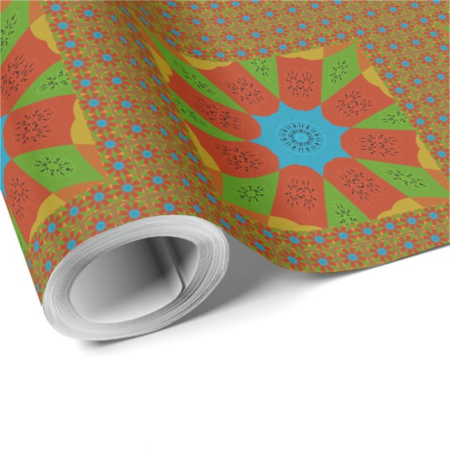 Papier Cadeau Kaleidoscope Bloom Une Vibrante couleur d'impressi (Coin rond)