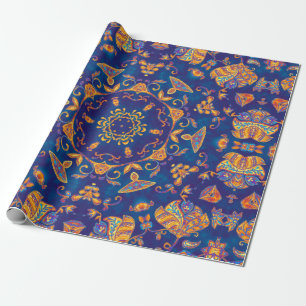 Papier Cadeau Kaléidoscope couleur aquarelle mandala. Oriental