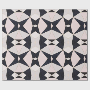 Papier Cadeau Kaleidoscope rose noir géométrique