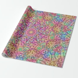 Papier Cadeau Kaléidoscope vintage de fractale de couleur de