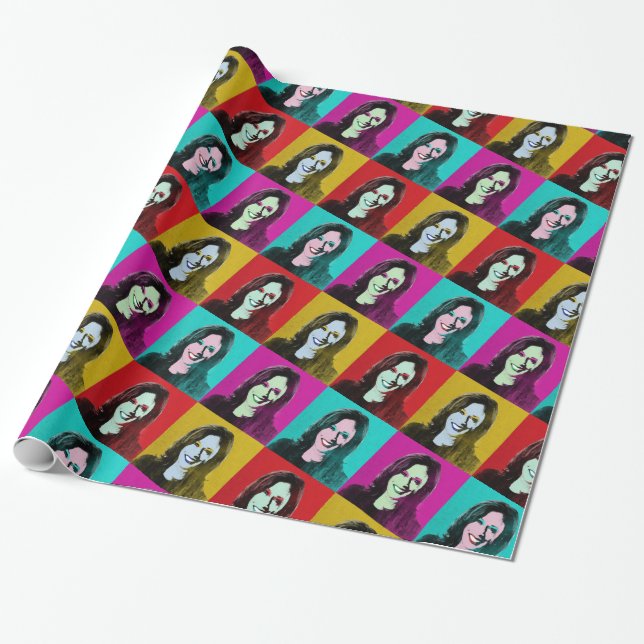 Papier Cadeau Kamala Harris Pop Art (rose, Turquoise, or, rouge) (Déroulé)