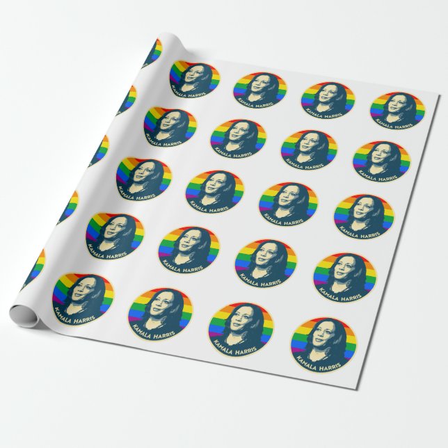 PAPIER CADEAU KAMALA HARRIS PRIDE BADGE (Déroulé)