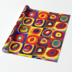 Papier Cadeau Kandinsky Farbstudie Cercles Carré Quadrate Art