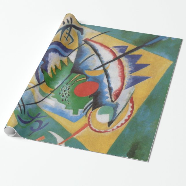 Papier Cadeau Kandinsky rouge ovale Abstraite oeuvre d'art vert  (Déroulé)