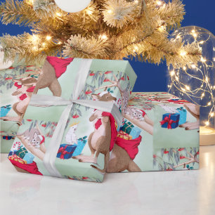Papier Cadeau Kangaroo avec le sac de Noël des cadeaux