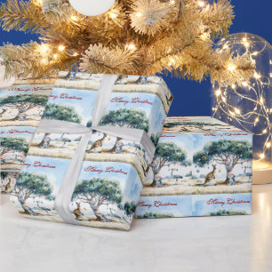 Papier Cadeau Kangaroo, Koalas et Emu Christmas Gumtree Baubles