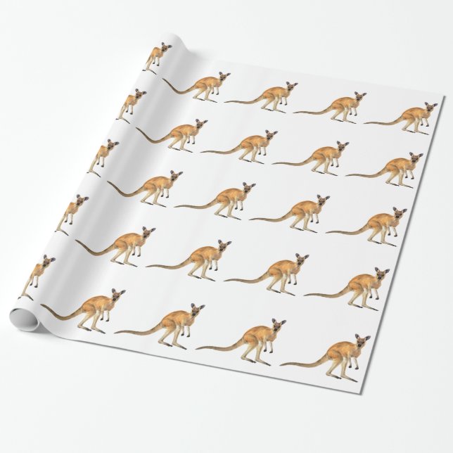 Papier Cadeau Kangourou rouge dans la vue de côté (Déroulé)