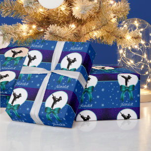 Papier Cadeau Karate Girls Parties scintillant et Bow Snowflake