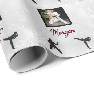 Papier Cadeau Karate Winter Wonder Photo et nom personnalisés