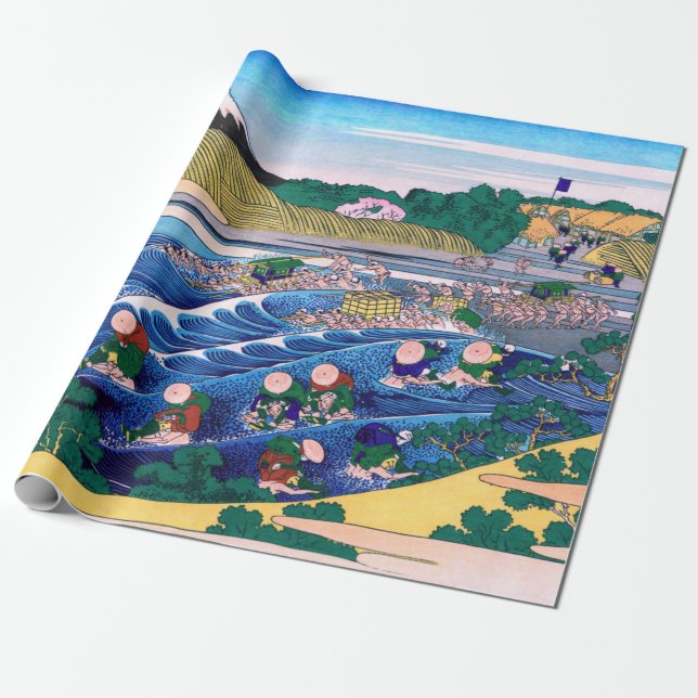 Papier Cadeau Katsushika Hokusai - Fuji from Kanaya on Tokaido (Déroulé)