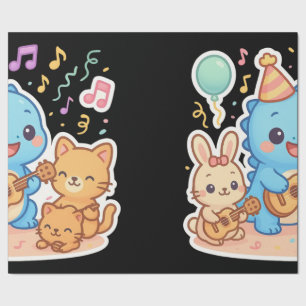 Papier Cadeau Kawaii Cute Party Collection - Dino & Friends