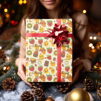 Papier Cadeau Kawaii Fruit Fiesta Personnalisé Enfants Enveloppe