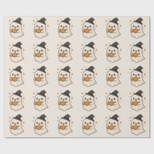 Papier Cadeau Kawaii Ghost avec Halloween Candy