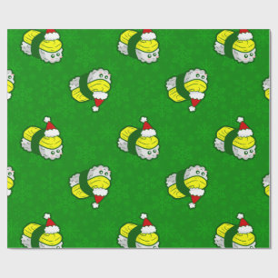 Papier Cadeau kawaii noël tamago sushi père noël flocon de neige